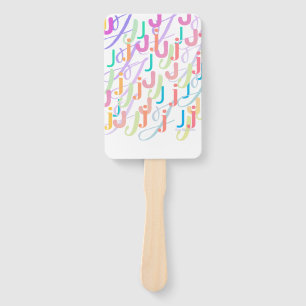 Letter Confetti "J" Hand Fan