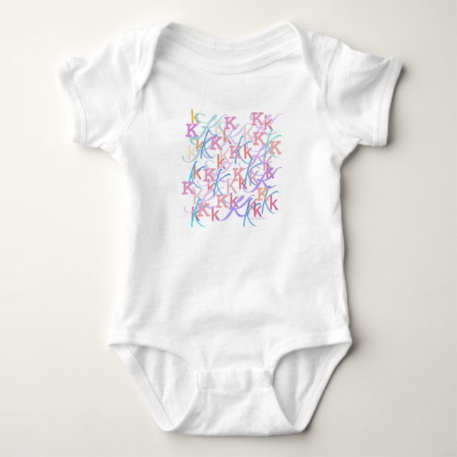 Letter Confetti "K" Baby Romper Bodysuit (Front)