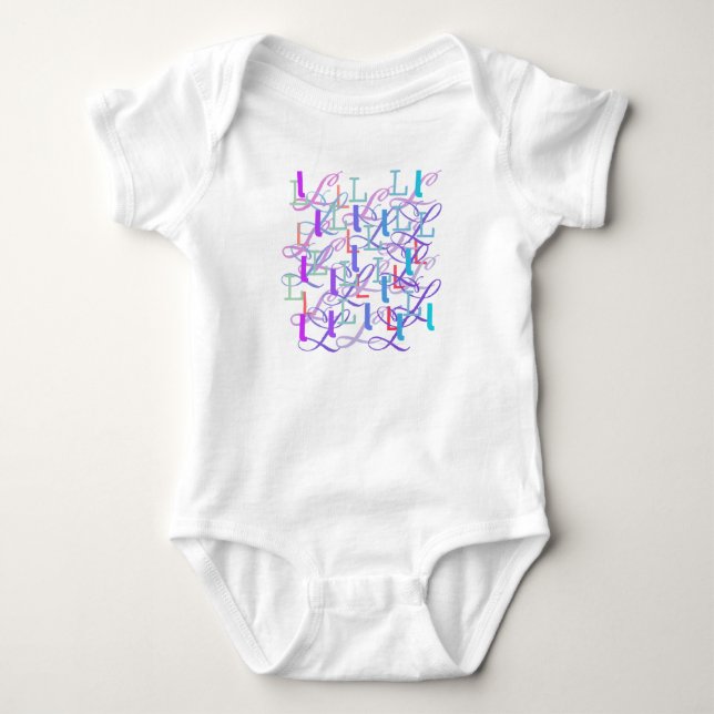 Letter Confetti "L" Baby Romper Bodysuit (Front)