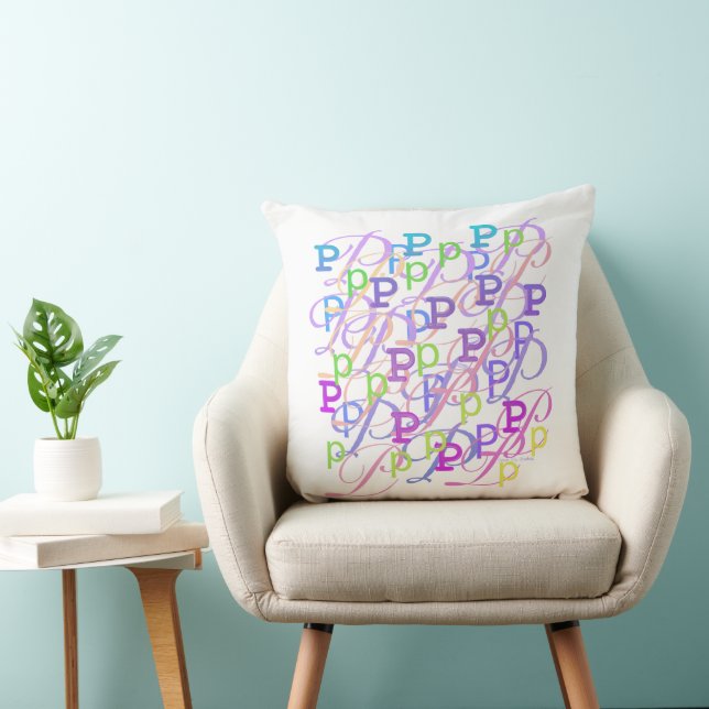 Letter Confetti "P" Throw Pillow (Chair)