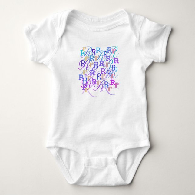 Letter Confetti "R" Baby Romper Bodysuit (Front)