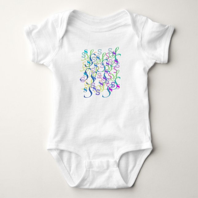 Letter Confetti "S" Baby Romper Bodysuit (Front)