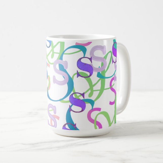 Letter Confetti "S" Coffee Mug (Front Right)
