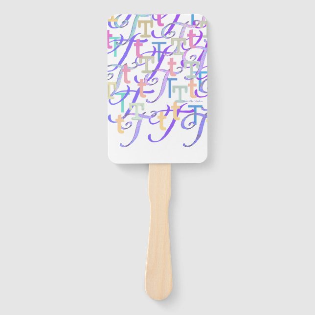Letter Confetti "T" Hand Fan (Front)