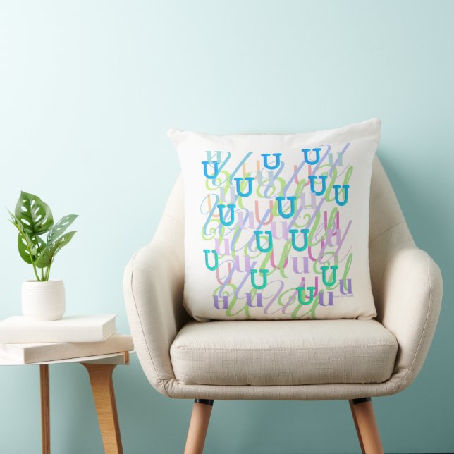 Letter Confetti "U" Throw Pillow (Chair)