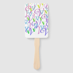 Letter Confetti "V" Hand Fan