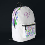 Letter Confetti "V"  Printed Backpack<br><div class="desc">Selecting a baby's name is a love letter they carry with them always. I started creating letter confetti collages when my friends were having babies. There may be one or two of my rompers from that period stowed away in a hope chest. The soon to be and young mothers always...</div>