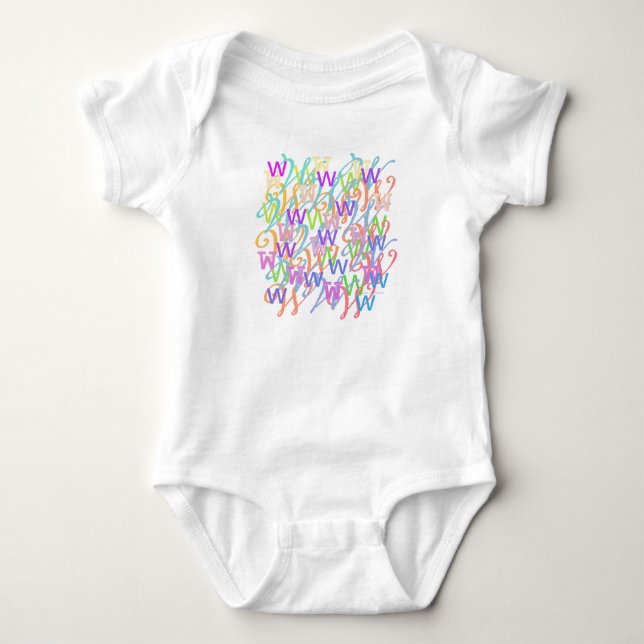Letter Confetti "W" Baby Romper Bodysuit (Front)