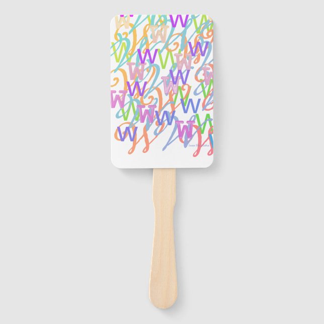 Letter Confetti "W" Hand Fan (Front)