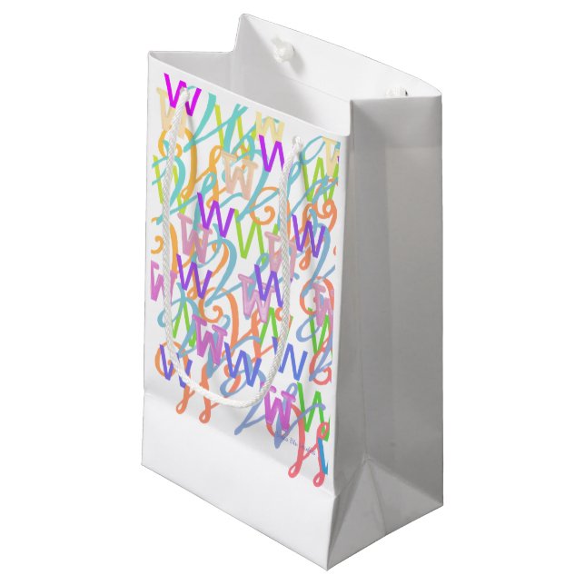 Letter Confetti "W" Small Gift Bag (Front Angled)