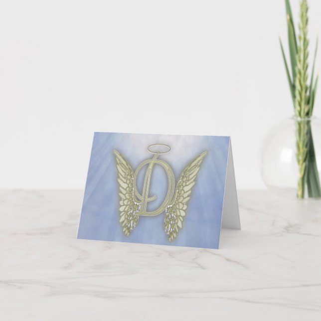Letter D Angel Monogram Note Card (Front)