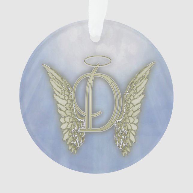 Letter D Angel Monogram Ornament (Front)
