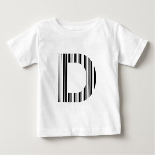 LETTER D BAR CODE First Initial Barcode Pattern Baby T-Shirt
