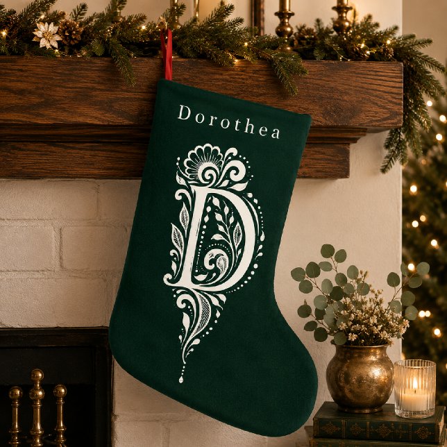 Letter D Botanical Monogram Personalised Stocking (Creator Uploaded)
