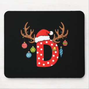 Letter D Christmas Monogram Alphabet Initial Ornam Mouse Pad