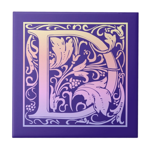 Letter D Colourful Vintage First Letter Gradient Tile (Front)