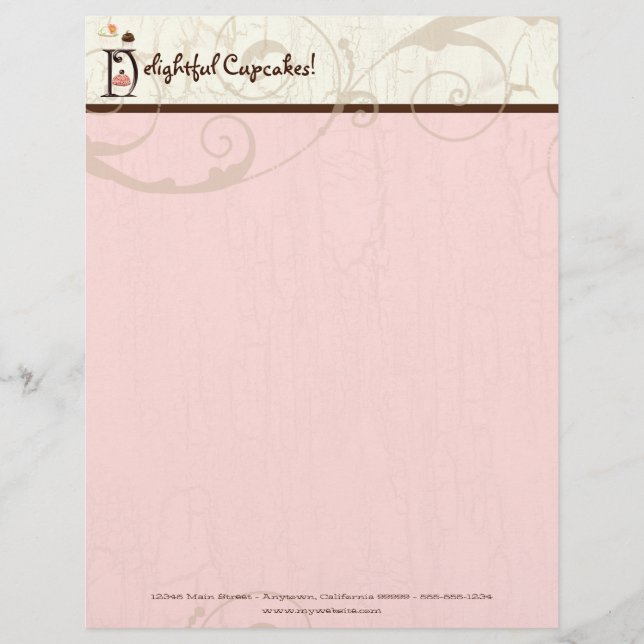 Letter D Cupcake Business Letterhead Template (Front)