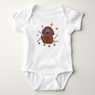 Letter D Dog Baby Bodysuit Cute Animal Alphabet