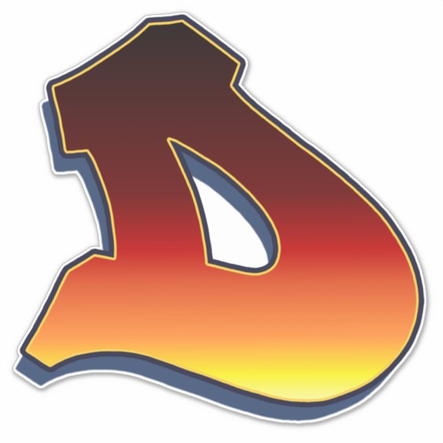 Letter D - flames Sticker (Front)