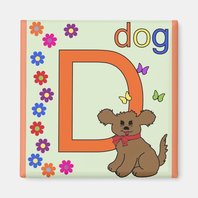 "Letter D" for Dog Children's Magnet (Front)