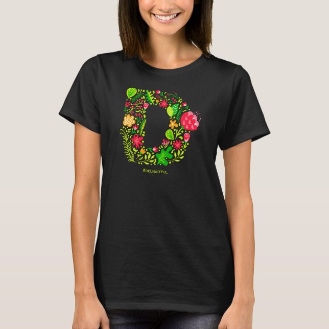Letter D in Flowers T-Shirt (Front)