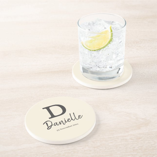 Letter D initial personalised name and date Throw  Coaster (Side)