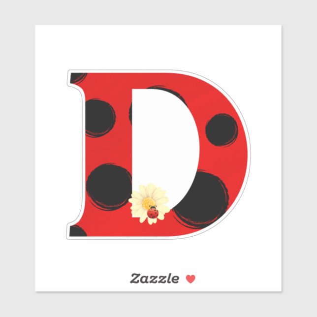 Letter D Ladybug Print with Ladybug and Flower (Sheet)