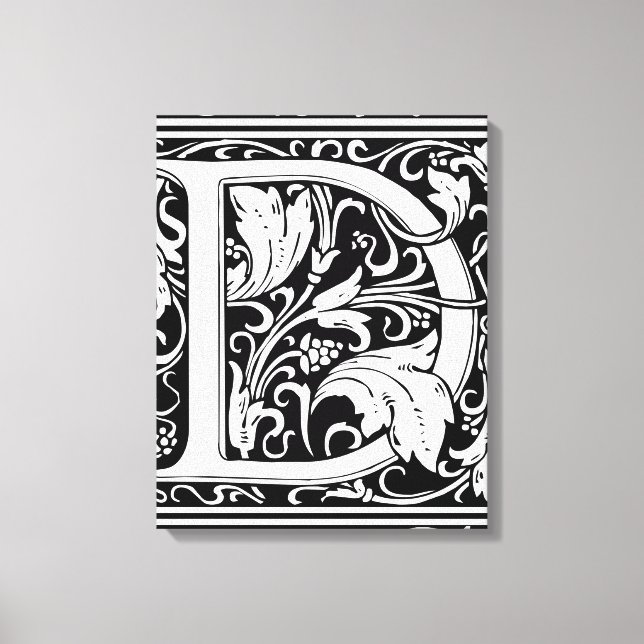 Letter D Mediaeval Monogram Art Nouveau Canvas Print (Front)