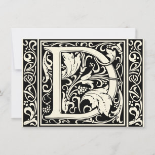 Letter D Mediaeval Monogram Art Nouveau Invitation