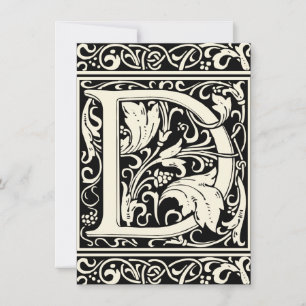 Letter D Mediaeval Monogram Art Nouveau Invitation