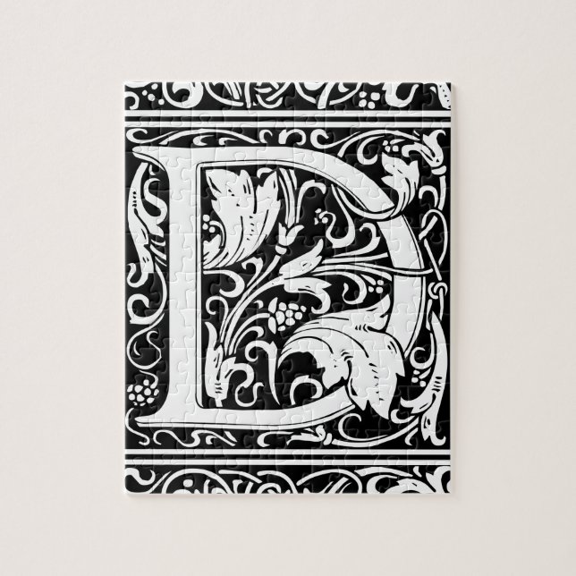 Letter D Mediaeval Monogram Art Nouveau Jigsaw Puzzle (Vertical)
