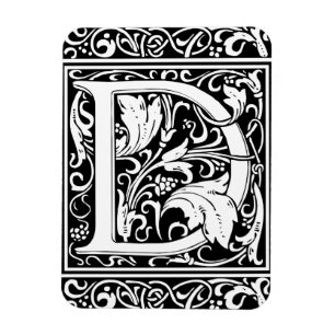 Letter D Mediaeval Monogram Art Nouveau Magnet