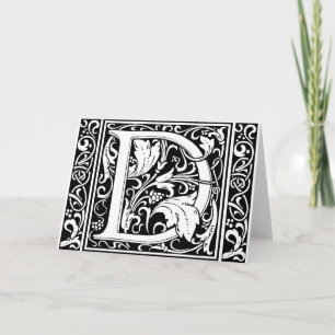 Letter D Mediaeval Monogram Art Nouveau Note Card