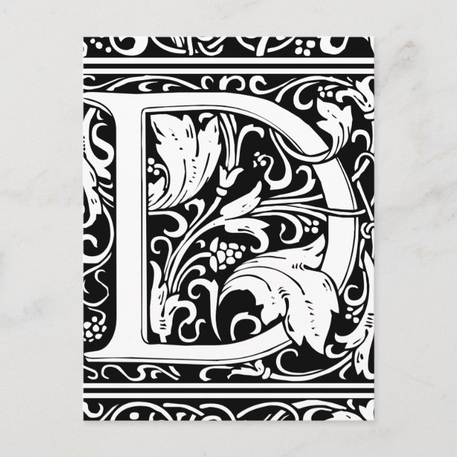 Letter D Mediaeval Monogram Art Nouveau Postcard (Front)