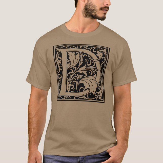 Letter D Mediaeval Monogram Art Nouveau T-Shirt (Front)