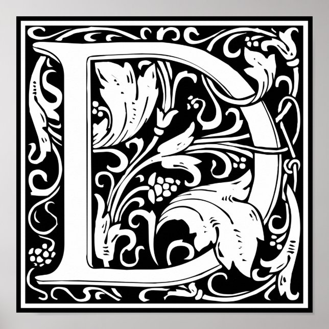 Letter D Medieval Monogram Art Nouveau Poster (Front)