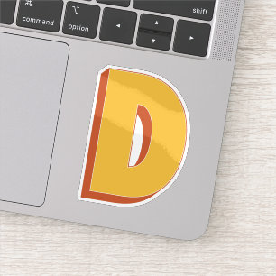 Letter D Monogram, Bold 3D Type Font Initial