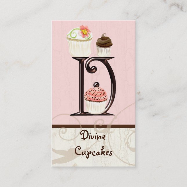 Letter D Monogram Dessert Bakery Business Cards (Front)