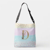 *~ LETTER  D Monogram Gold Glitter Pastel Colors