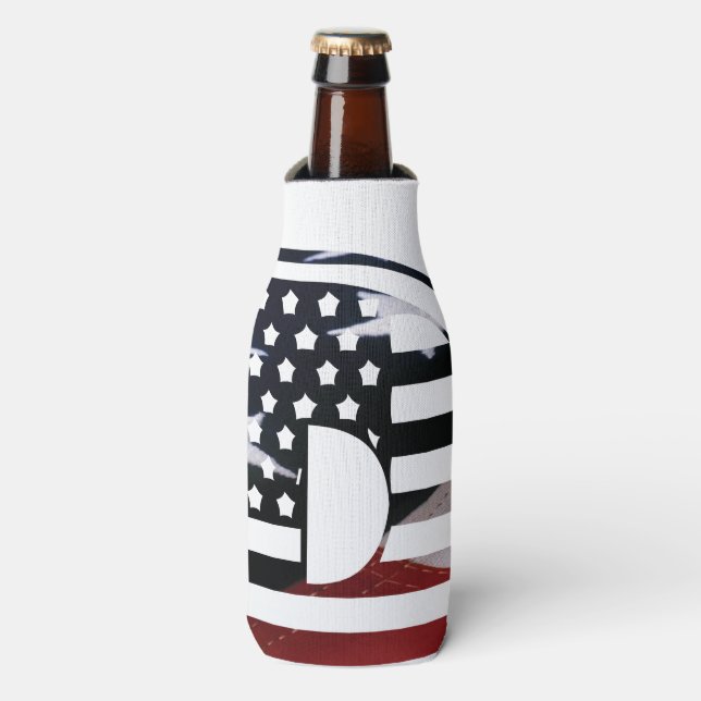 Letter D Monogram Initial USA Bottle Cooler (Bottle Front)