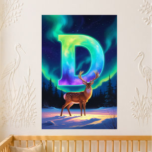 Letter D Northern Lights Nursery   Aurora Borealis Poster