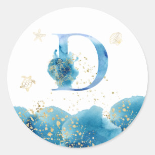 *~*  LETTER D - Sea Ocean Beach Envelope  Sticker