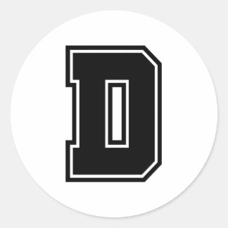 Letter D sporty college font alphabet Classic Round Sticker