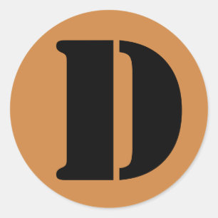 Letter D Stencil Alphabet by Janz Peru Gold Classic Round Sticker