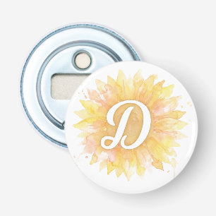 Letter D Sunflower First Name Monogram Initial Bottle Opener