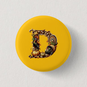 Letter D Thanksgiving style gift  3 Cm Round Badge