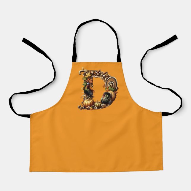 Letter D Thanksgiving style gift  Apron (Front)