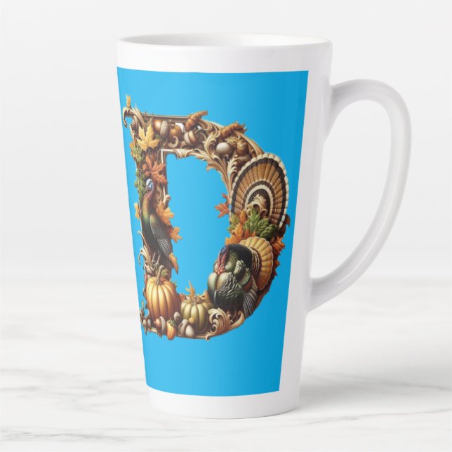Letter D Thanksgiving style gift  Latte Mug (Right)