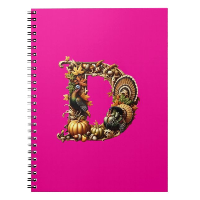 Letter D Thanksgiving style gift  Notebook (Front)