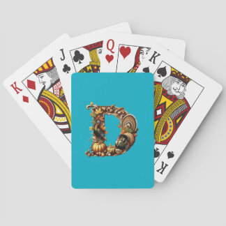 Letter D Thanksgiving style gift Playing Cards